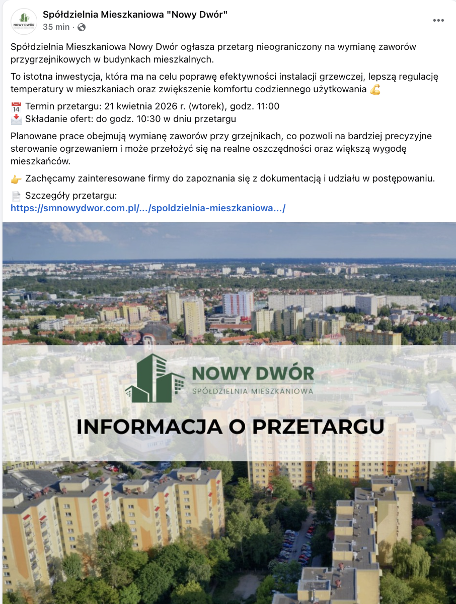 SIWZ PN/05/2026 — przetarg na zawory przygrzejnikowe